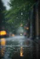 raindrops on the road at night photo