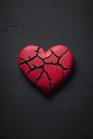 broken heart on black background photo