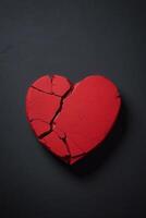 broken heart on black background photo