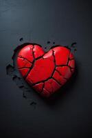 broken heart on black background photo