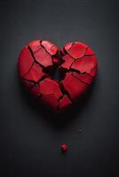 broken heart on black background photo