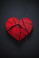 broken heart on black background photo