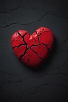 broken heart on black background photo