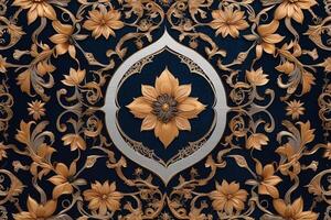 an ornate floral pattern on a dark blue background photo