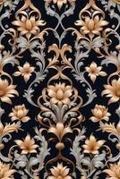 an ornate floral pattern on a dark blue background photo