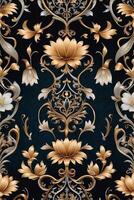 an ornate floral pattern on a dark blue background photo