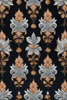 an ornate floral pattern on a dark blue background photo