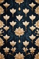 an ornate floral pattern on a dark blue background photo