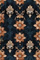 an ornate floral pattern on a dark blue background photo
