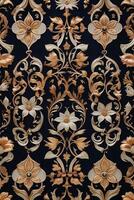 an ornate floral pattern on a dark blue background photo