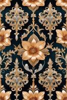 an ornate floral pattern on a dark blue background photo