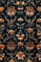 a floral pattern on a dark blue background photo