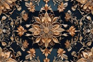 an ornate floral pattern on a dark blue background photo