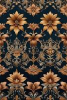 an ornate floral pattern on a dark blue background photo