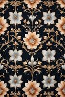 a floral pattern on a dark blue background photo