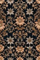 a floral pattern on a dark blue background photo