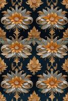 a floral pattern on a dark blue background photo