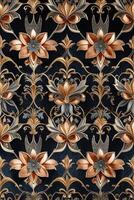 a floral pattern on a dark blue background photo