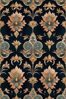 a floral pattern on a dark blue background photo