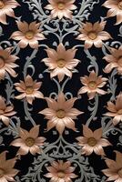 a floral pattern on a dark blue background photo