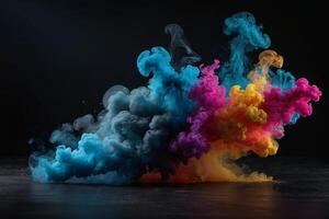 colorful smoke is being created in the air photo