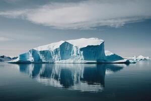 icebergs floating in the water at sunset photo