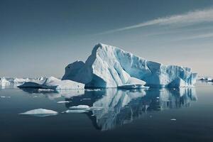 icebergs en el agua con un nublado cielo foto