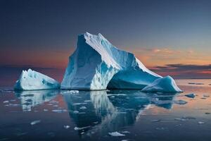 icebergs en el agua con un nublado cielo foto