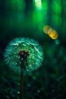 a dandelion is in the middle of the grass photo