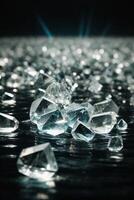 diamantes en un negro superficie con agua foto