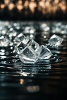 diamantes en un negro superficie con agua foto