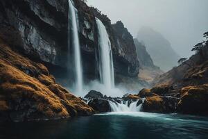 un cascada es fluido dentro el agua foto