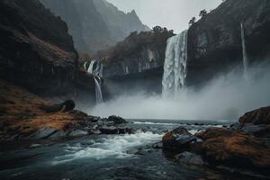 un cascada es fluido dentro el agua foto