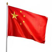 the chinese flag is flying high on a pole photo