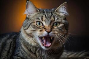 un gato con sus boca abierto y sus boca abierto foto