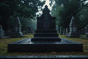 a candle is lit in front of a tombstone photo