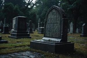 a candle is lit in front of a tombstone photo