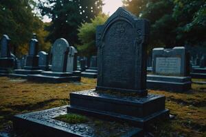 a candle is lit in front of a tombstone photo