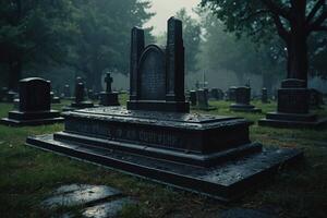 a candle is lit in front of a tombstone photo