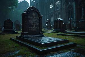 a candle is lit in front of a tombstone photo