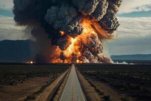 a large explosion is seen in the sky photo