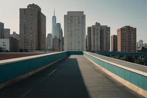 a view of the city from atop a building photo