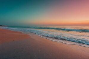 a beautiful beach with waves and sand photo