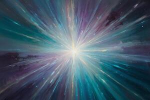 a painting of a star burst with blue and purple colors photo