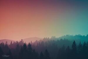 a colorful sky with trees in the foreground photo