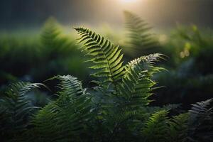 ferns in the sun at sunset photo