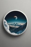 a moon and clouds over a mountain range photo