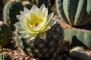 a cactus plant is shown in front of a gray wall photo