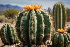 un cactus planta es mostrado en frente de un gris pared foto