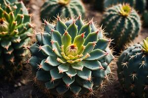 un cactus planta es mostrado en un Desierto ambiente foto